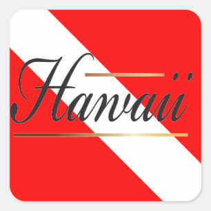 Sticker Carré Drapeau de plongée Hawaii