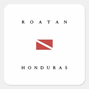 Sticker Carré Drapeau de plongée Roatan Honduras