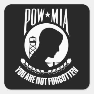 Sticker Carré Drapeau de POW-MIA