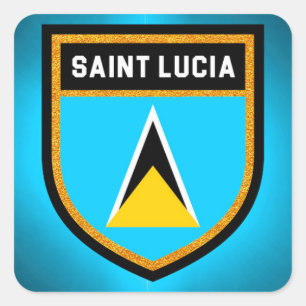 Sticker Carré Drapeau de Sainte-Lucie
