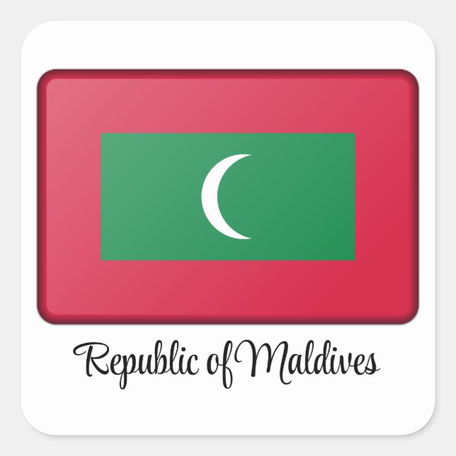 Sticker Carré Drapeau des Maldives (Devant)
