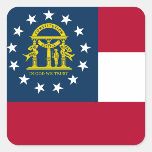 Sticker Carré Drapeau d'état de la Géorgie