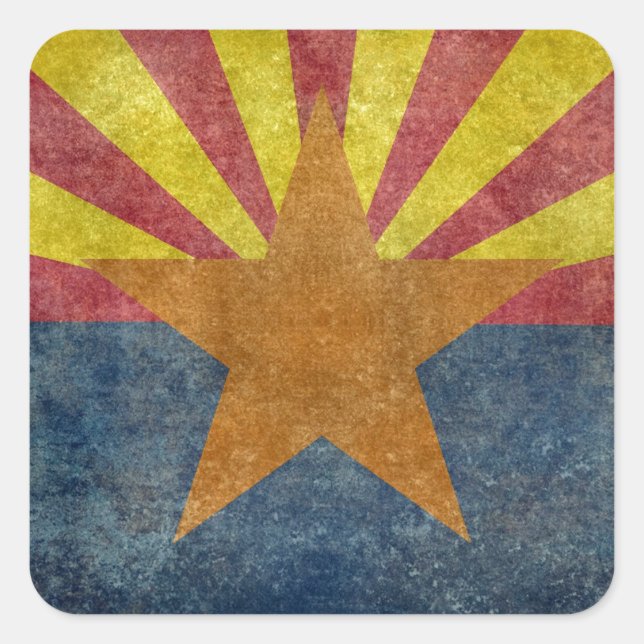 Sticker Carré Drapeau d'État de l'Arizona (Devant)