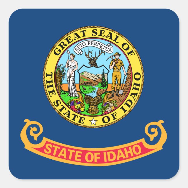 Sticker Carré Drapeau d'état de l'Idaho (Devant)