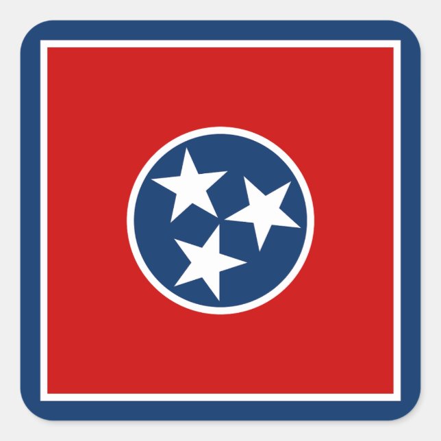 Sticker Carré Drapeau d'état du Tennessee (Devant)