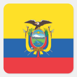 Sticker Carré Drapeau d'étiquette de l'Equateur