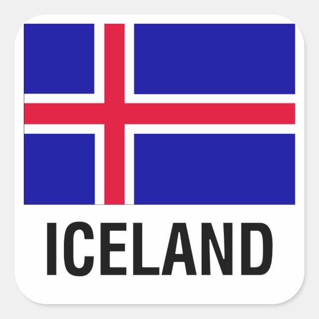 STICKER CARRÉ DRAPEAU D'ISLANDE (Devant)