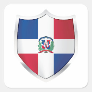 Sticker Carré Drapeau Dominique Silver Shield