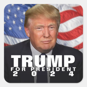 Sticker Carré Drapeau Donald Trump pour le président 2024