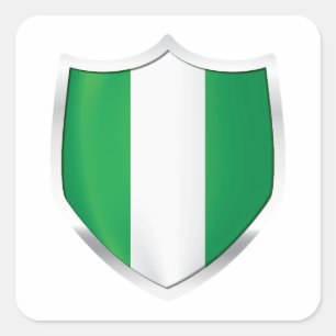 Sticker Carré Drapeau du bouclier argenté du Nigeria