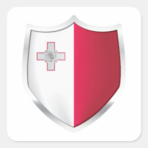 Sticker Carré Drapeau du Bouclier d'argent de Malte