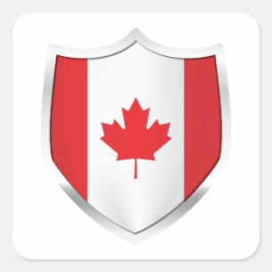Sticker Carré Drapeau du Bouclier d'argent du Canada
