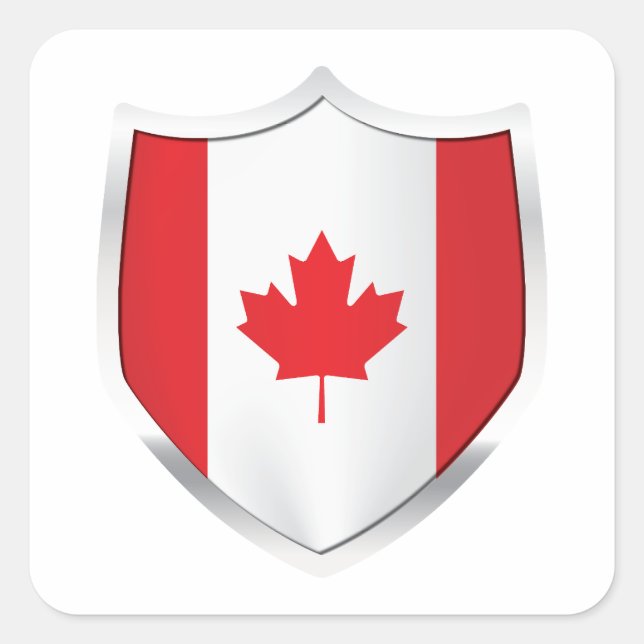 Sticker Carré Drapeau du Bouclier d'argent du Canada (Devant)