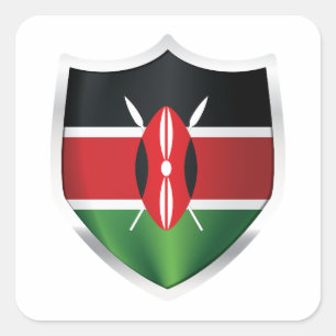 Sticker Carré Drapeau du Bouclier d'argent du Kenya