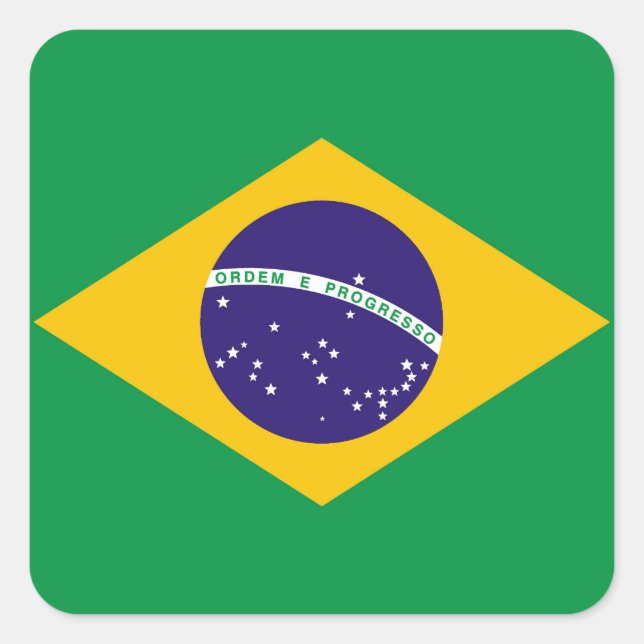 Sticker Carré Drapeau du Brésil Bandeira do Brasil (Devant)