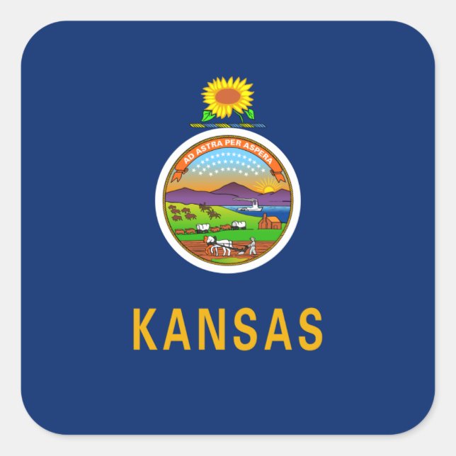 Sticker Carré Drapeau du Kansan, Drapeau du Kansas (Devant)
