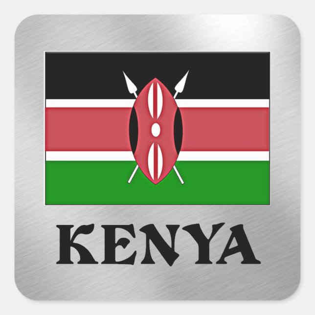 Sticker Carré Drapeau du Kenya (Devant)