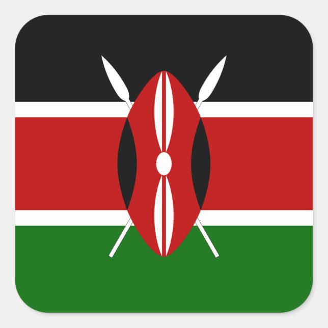 Sticker Carré Drapeau du Kenya (Devant)
