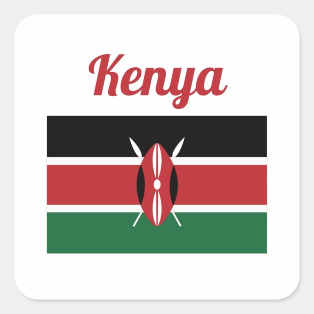 Sticker Carré Drapeau du Kenya (Devant)