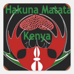 Sticker Carré Drapeau du Kenya - Hakuna Matata Patriotic