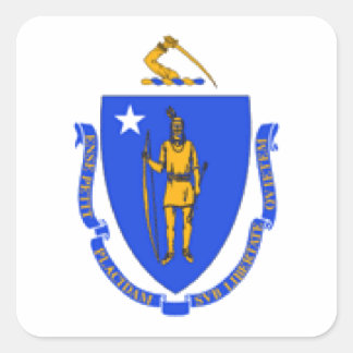 Sticker Carré Drapeau du Massachusetts