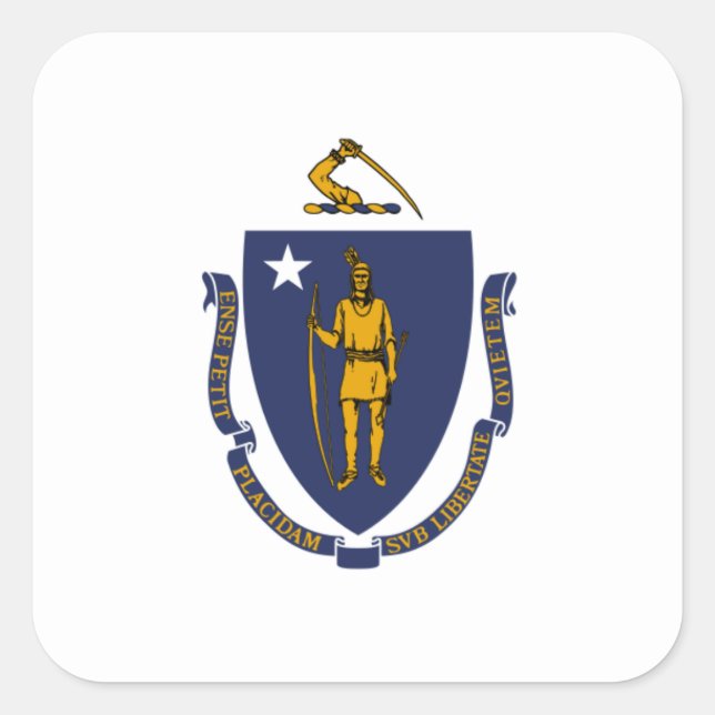 Sticker Carré Drapeau du Massachusetts, Drapeau du Massachusetts (Devant)