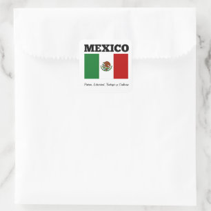 Sticker Carré Drapeau du Mexique, étiqueté