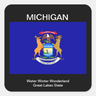 Sticker Carré Drapeau du Michigan