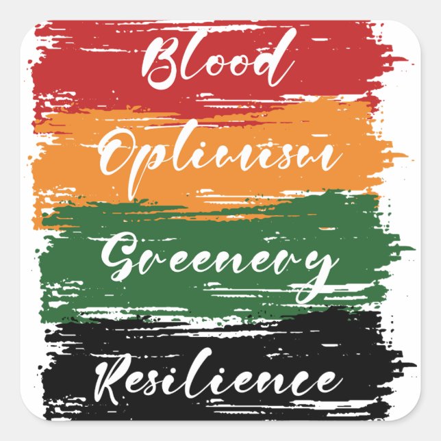 Sticker Carré drapeau du mois de l'histoire noire avec mots (Devant)