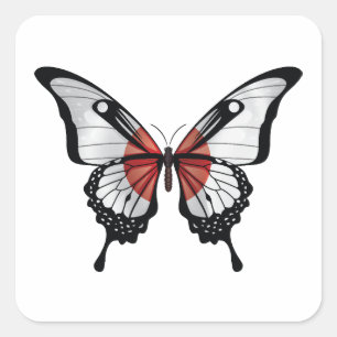 Sticker Carré Drapeau du papillon noir du Japon