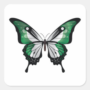 Sticker Carré Drapeau du papillon noir du Nigeria
