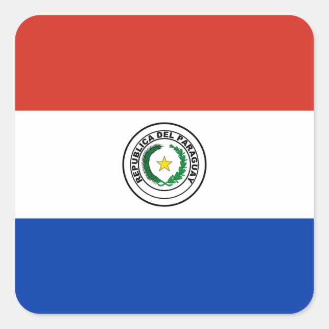 Sticker Carré Drapeau du Paraguay (Paraguay) (Devant)
