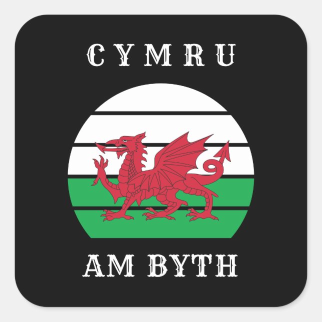 Sticker Carré Drapeau Du Pays De Galles Cymru Am By Fier D'Être  (Devant)