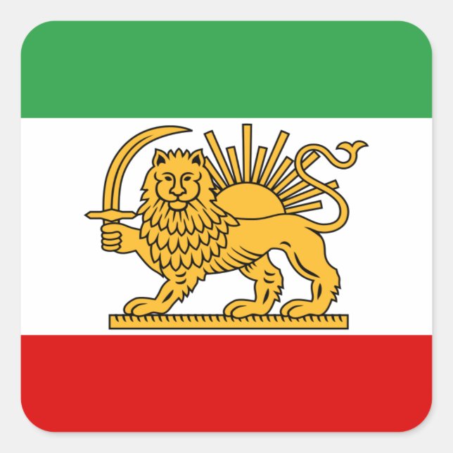 Sticker Carré Drapeau du Shah d'Iran (1964-1980) ♥880 ♥ ♥er (Devant)