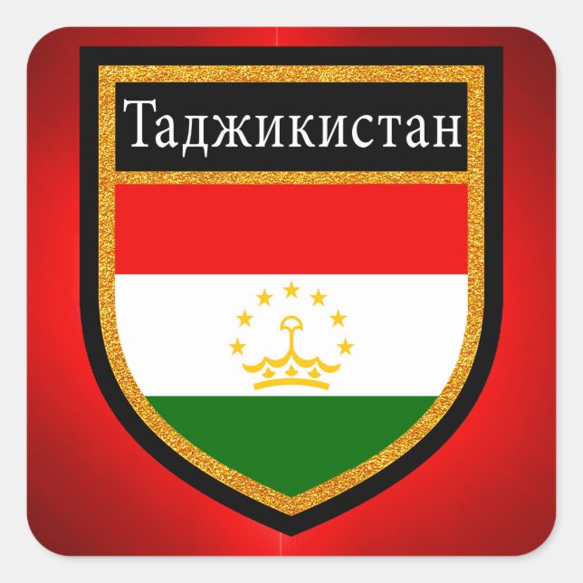 Sticker Carré Drapeau du Tadjikistan (Devant)