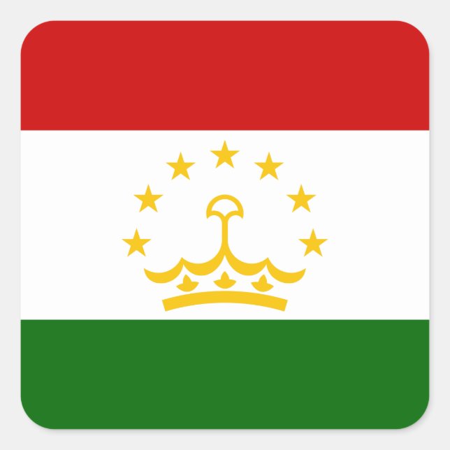 Sticker Carré Drapeau du Tadjikistan (Devant)