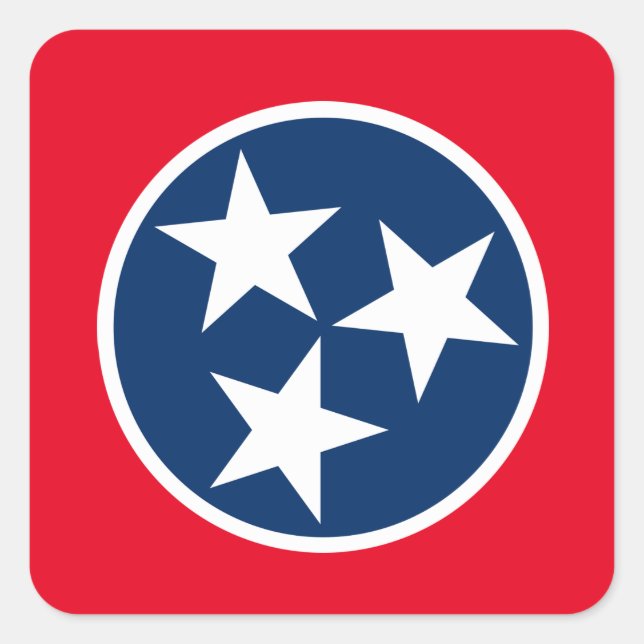 Sticker Carré Drapeau du Tennessee (Devant)