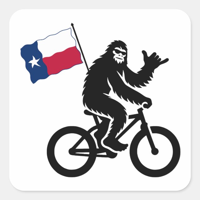 Sticker Carré Drapeau du Texas Bigfoot Cycling (Devant)