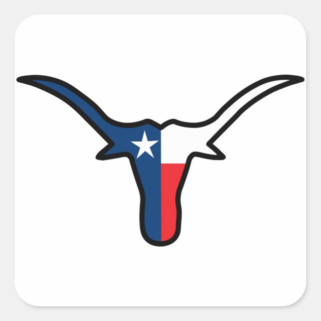 Sticker Carré Drapeau du Texas Longhorn (Devant)