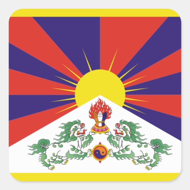 Sticker Carré Drapeau du Tibet (Devant)