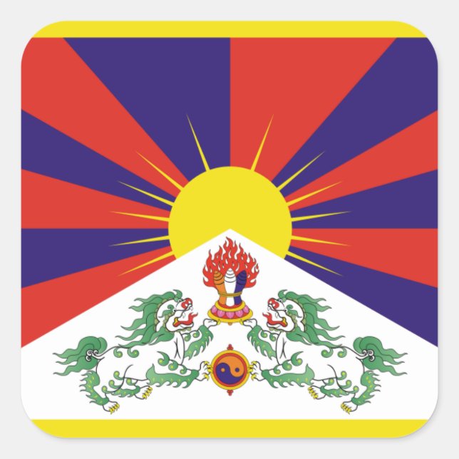 Sticker Carré Drapeau du Tibet libre (Devant)