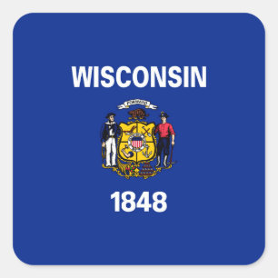 Sticker Carré Drapeau du Wisconsin