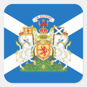 Sticker Carré Drapeau écossais et armoiries royales, Écosse