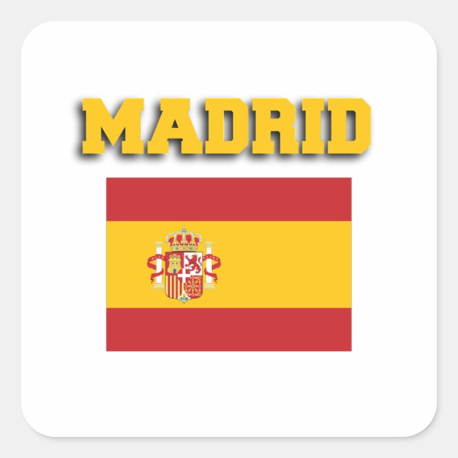 Sticker Carré Drapeau Espagne Madrid (Devant)