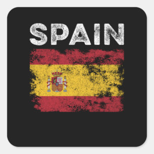 Sticker Carré Drapeau espagnol en détresse - Drapeau espagnol