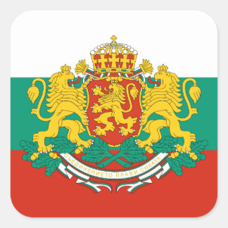Sticker Carré Drapeau et armoiries de Bulgarie, Drapeau de Bulga