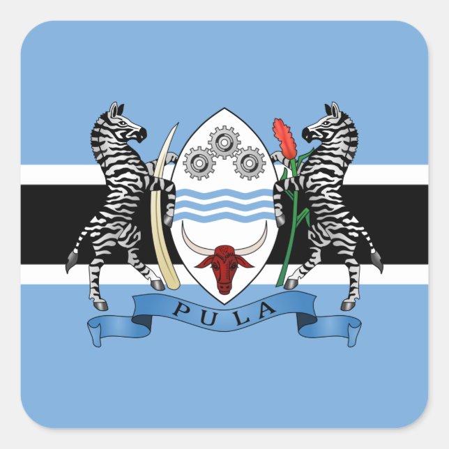 Sticker Carré Drapeau et armoiries du Botswana (Devant)