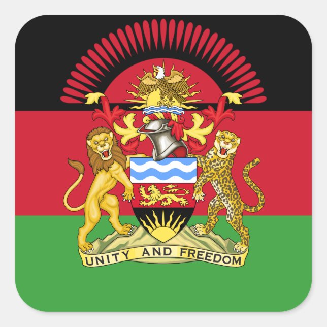 Sticker Carré Drapeau et armoiries du Malawi (Devant)
