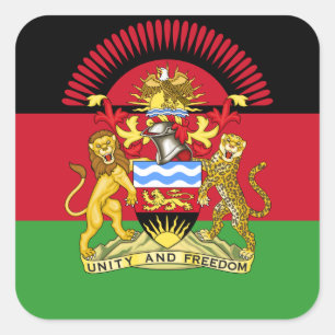 Sticker Carré Drapeau et armoiries du Malawi