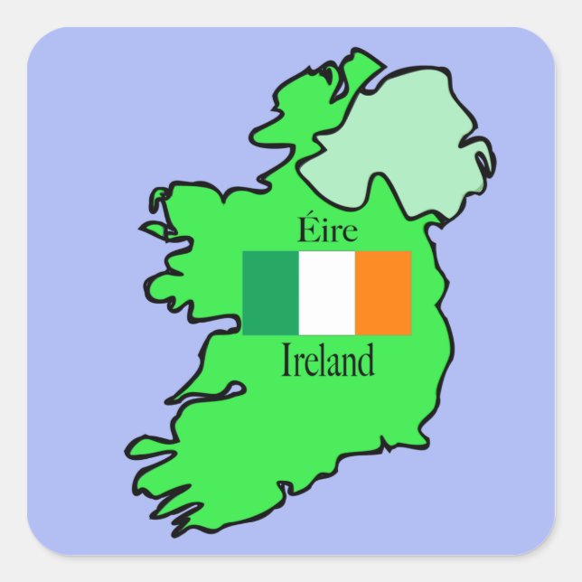 Sticker Carré Drapeau et carte de la république d'Irlande (Devant)